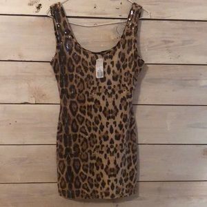 Cheetah print, sequined SHORT dress